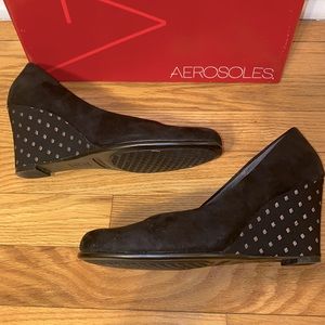 Aerosoles Plum Tree Black Dot Wedge Dress Shoes